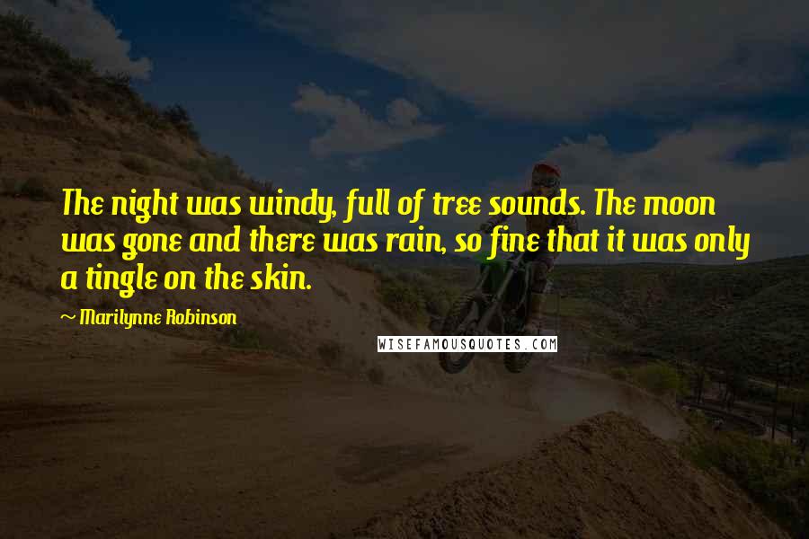 Marilynne Robinson Quotes: The night was windy, full of tree sounds. The moon was gone and there was rain, so fine that it was only a tingle on the skin.