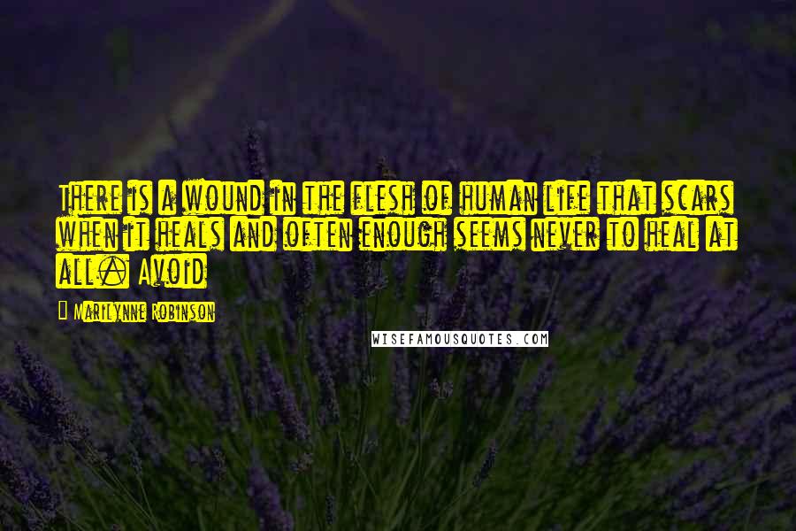 Marilynne Robinson Quotes: There is a wound in the flesh of human life that scars when it heals and often enough seems never to heal at all. Avoid
