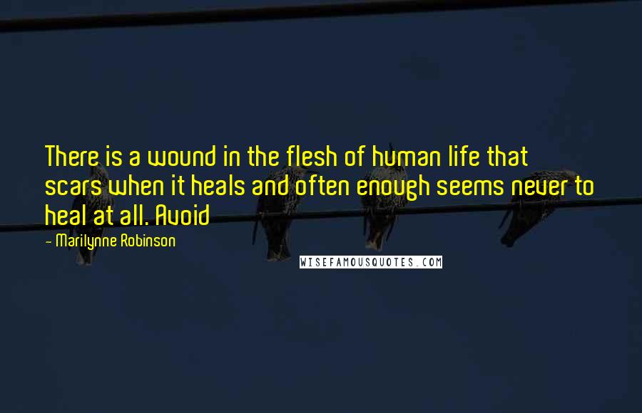 Marilynne Robinson Quotes: There is a wound in the flesh of human life that scars when it heals and often enough seems never to heal at all. Avoid
