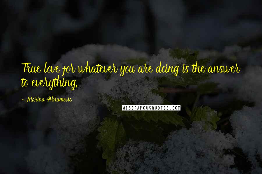 Marina Abramovic Quotes: True love for whatever you are doing is the answer to everything.