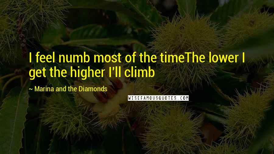 Marina And The Diamonds Quotes: I feel numb most of the timeThe lower I get the higher I'll climb