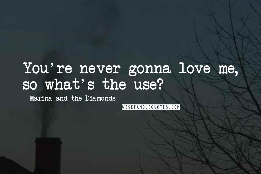 Marina And The Diamonds Quotes: You're never gonna love me, so what's the use?