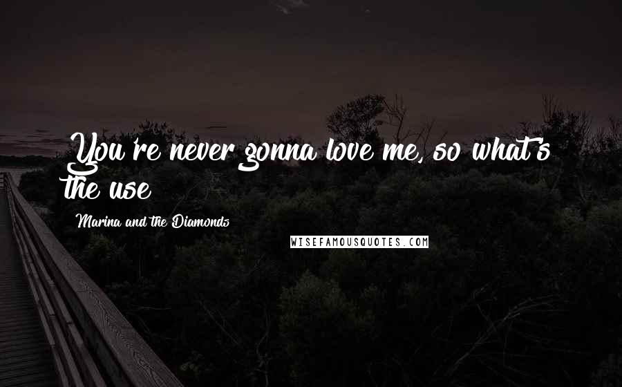 Marina And The Diamonds Quotes: You're never gonna love me, so what's the use?