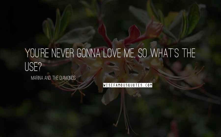 Marina And The Diamonds Quotes: You're never gonna love me, so what's the use?