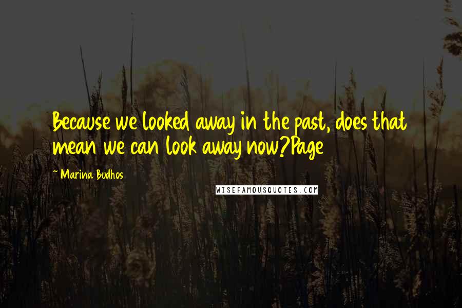 Marina Budhos Quotes: Because we looked away in the past, does that mean we can look away now?Page 76