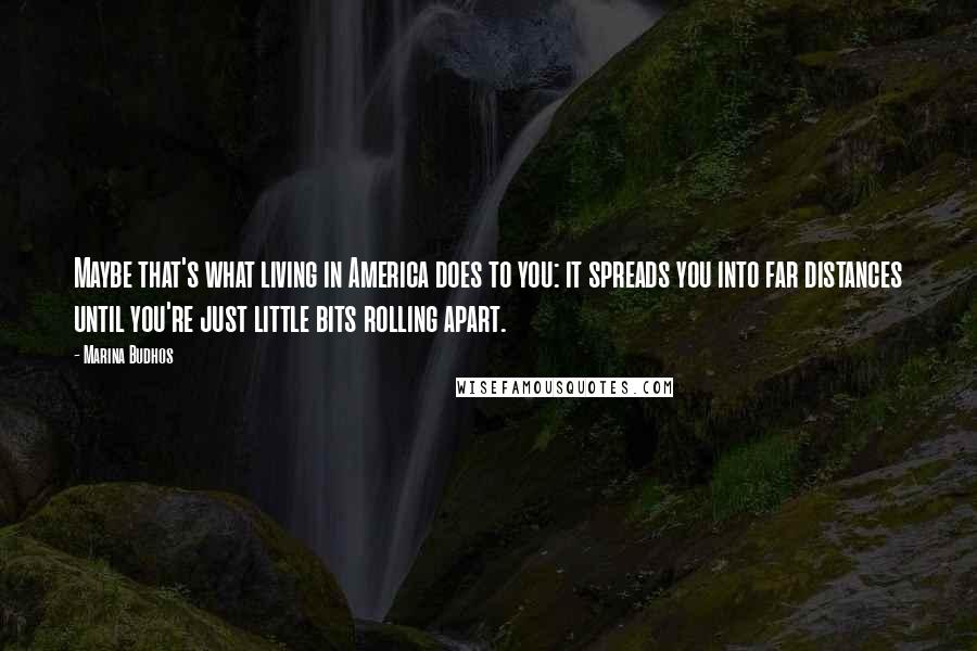 Marina Budhos Quotes: Maybe that's what living in America does to you: it spreads you into far distances until you're just little bits rolling apart.