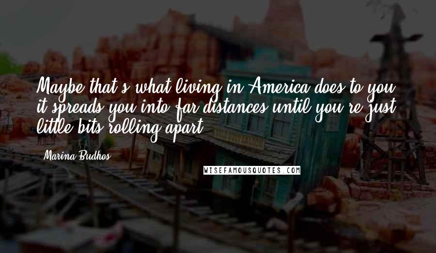 Marina Budhos Quotes: Maybe that's what living in America does to you: it spreads you into far distances until you're just little bits rolling apart.