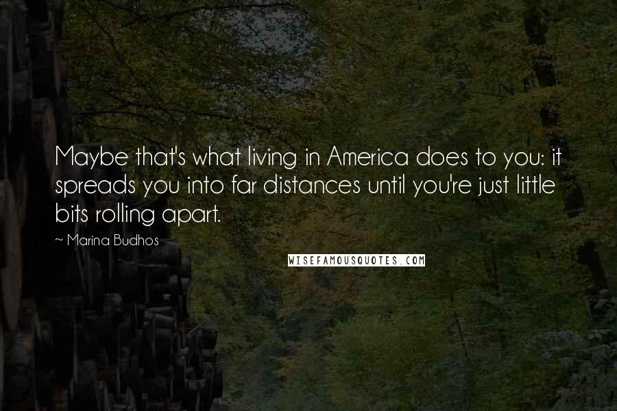 Marina Budhos Quotes: Maybe that's what living in America does to you: it spreads you into far distances until you're just little bits rolling apart.