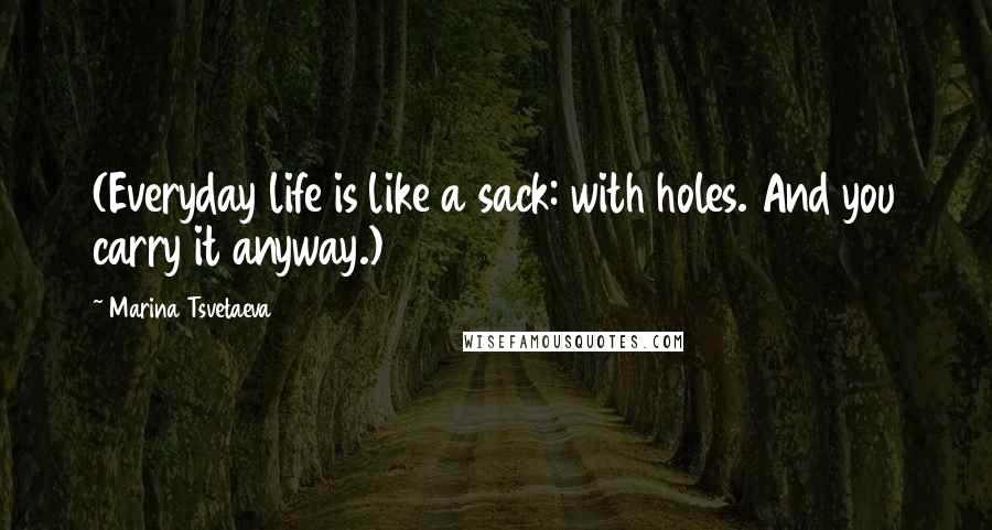 Marina Tsvetaeva Quotes: (Everyday life is like a sack: with holes. And you carry it anyway.)