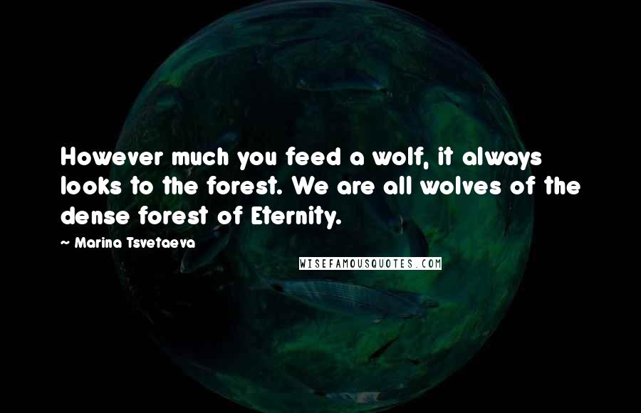 Marina Tsvetaeva Quotes: However much you feed a wolf, it always looks to the forest. We are all wolves of the dense forest of Eternity.