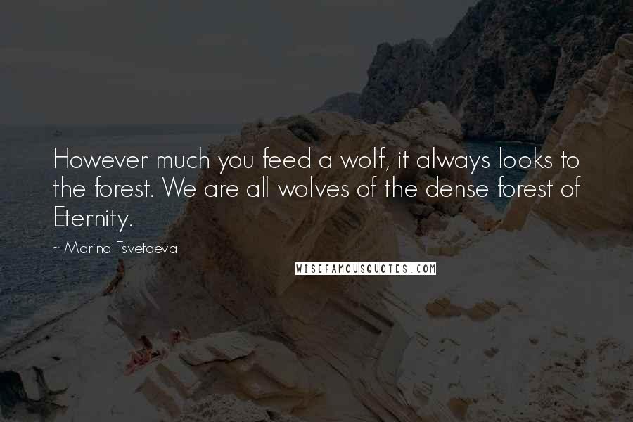 Marina Tsvetaeva Quotes: However much you feed a wolf, it always looks to the forest. We are all wolves of the dense forest of Eternity.