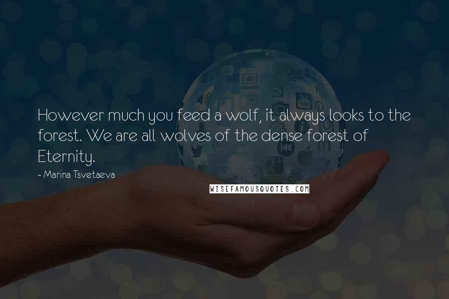 Marina Tsvetaeva Quotes: However much you feed a wolf, it always looks to the forest. We are all wolves of the dense forest of Eternity.