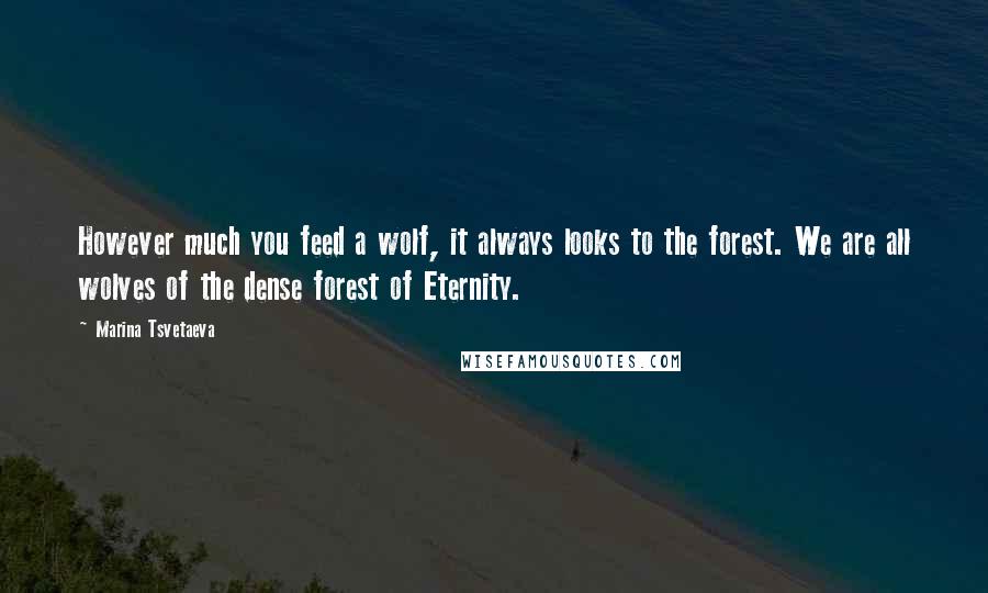 Marina Tsvetaeva Quotes: However much you feed a wolf, it always looks to the forest. We are all wolves of the dense forest of Eternity.