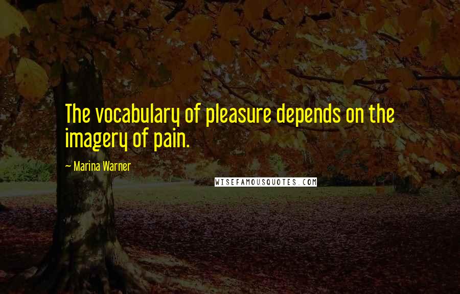 Marina Warner Quotes: The vocabulary of pleasure depends on the imagery of pain.