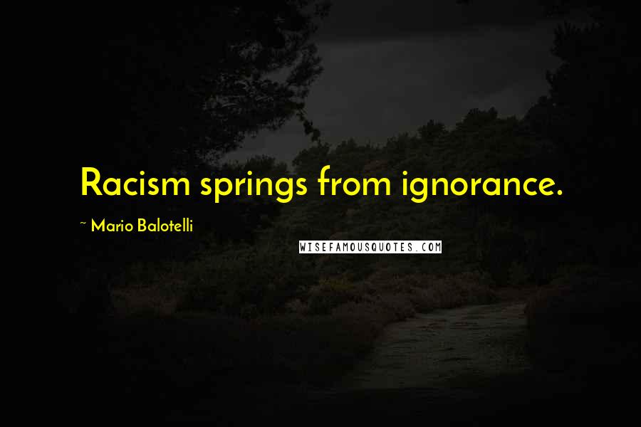 Mario Balotelli Quotes: Racism springs from ignorance.