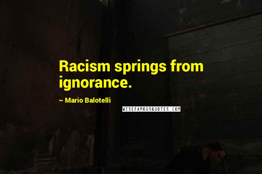 Mario Balotelli Quotes: Racism springs from ignorance.
