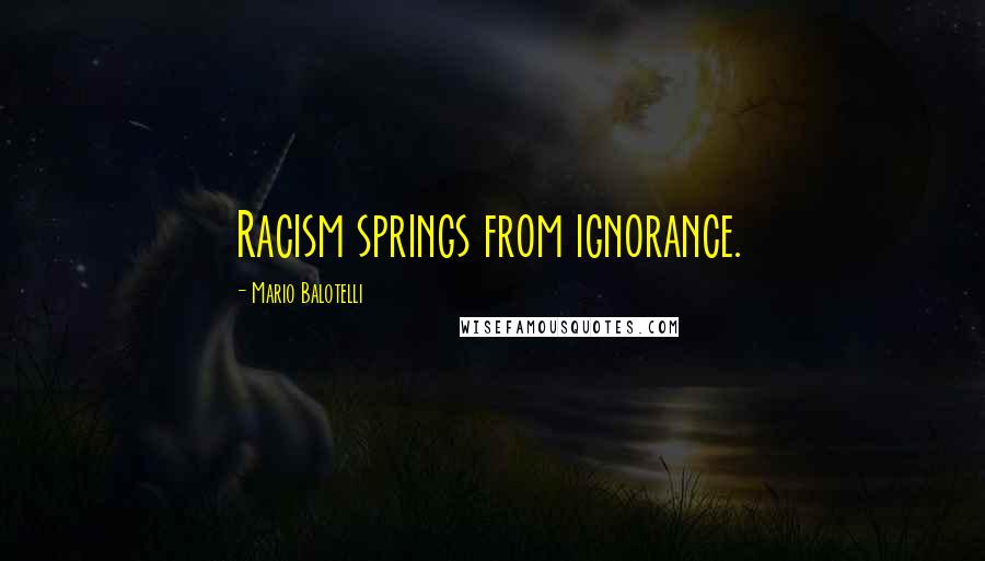 Mario Balotelli Quotes: Racism springs from ignorance.