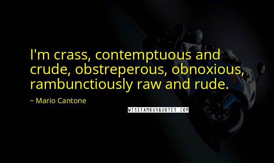 Mario Cantone Quotes: I'm crass, contemptuous and crude, obstreperous, obnoxious, rambunctiously raw and rude.