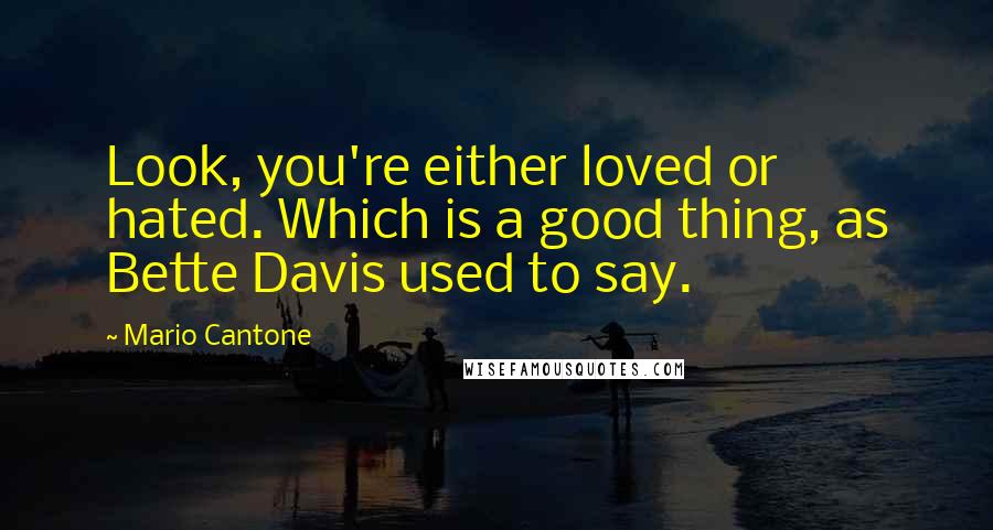 Mario Cantone Quotes: Look, you're either loved or hated. Which is a good thing, as Bette Davis used to say.