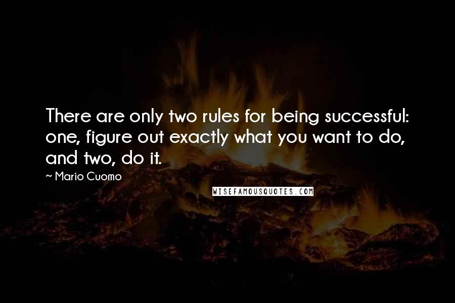 Mario Cuomo Quotes: There are only two rules for being successful: one, figure out exactly what you want to do, and two, do it.
