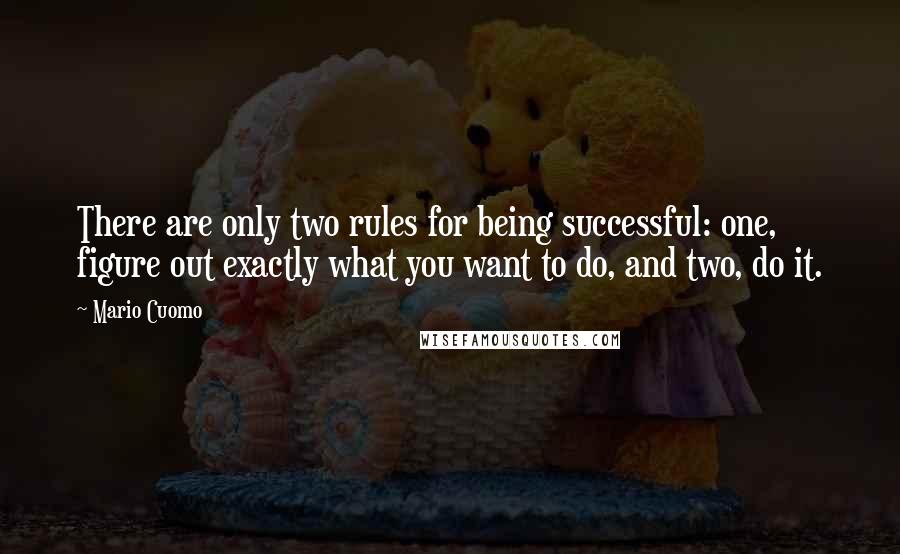 Mario Cuomo Quotes: There are only two rules for being successful: one, figure out exactly what you want to do, and two, do it.