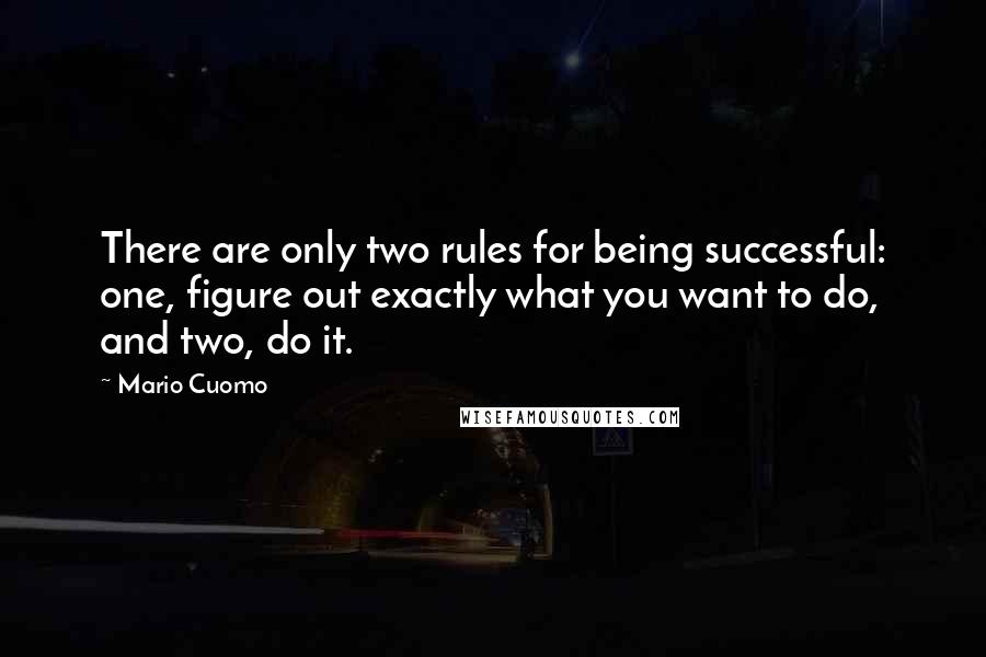 Mario Cuomo Quotes: There are only two rules for being successful: one, figure out exactly what you want to do, and two, do it.