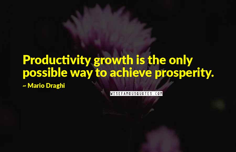 Mario Draghi Quotes: Productivity growth is the only possible way to achieve prosperity.