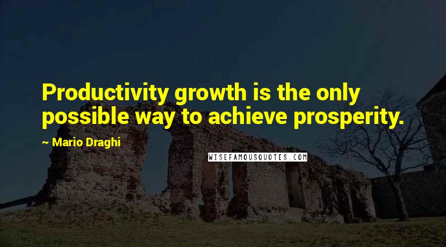 Mario Draghi Quotes: Productivity growth is the only possible way to achieve prosperity.