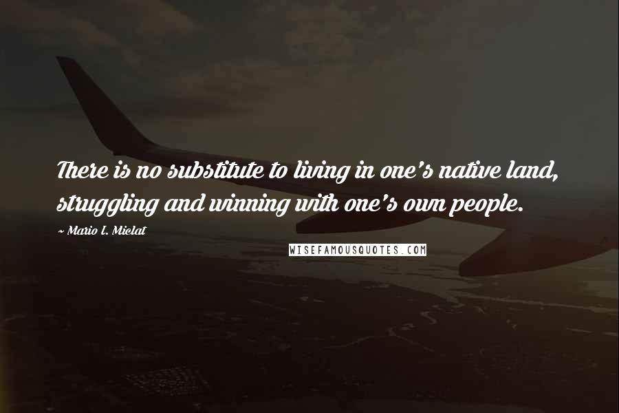 Mario I. Miclat Quotes: There is no substitute to living in one's native land, struggling and winning with one's own people.