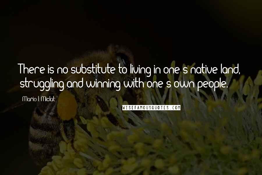 Mario I. Miclat Quotes: There is no substitute to living in one's native land, struggling and winning with one's own people.