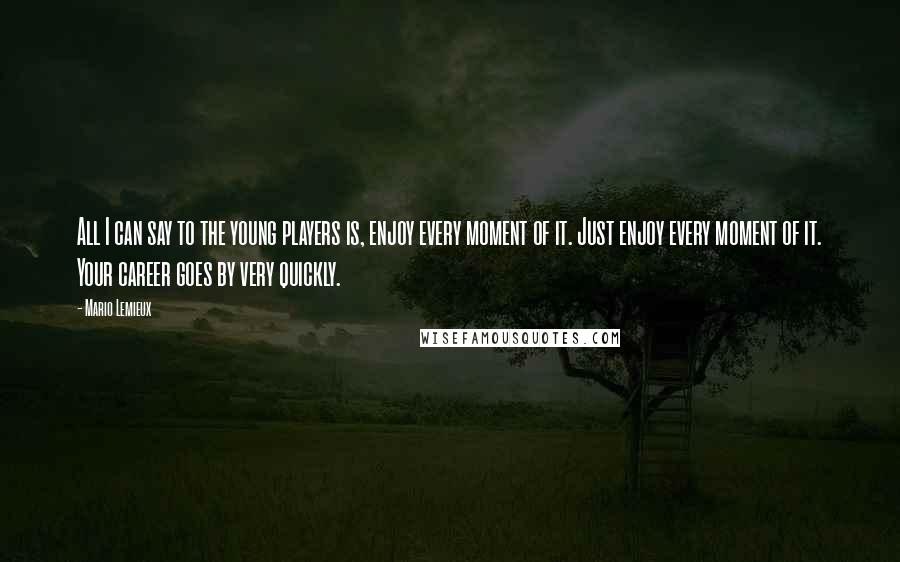Mario Lemieux Quotes: All I can say to the young players is, enjoy every moment of it. Just enjoy every moment of it. Your career goes by very quickly.