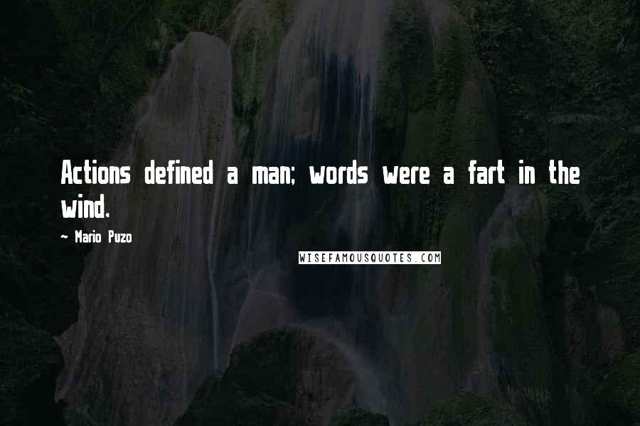 Mario Puzo Quotes: Actions defined a man; words were a fart in the wind.