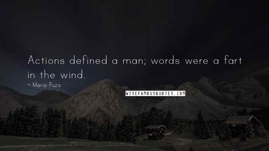 Mario Puzo Quotes: Actions defined a man; words were a fart in the wind.