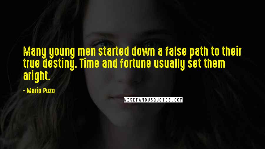 Mario Puzo Quotes: Many young men started down a false path to their true destiny. Time and fortune usually set them aright.