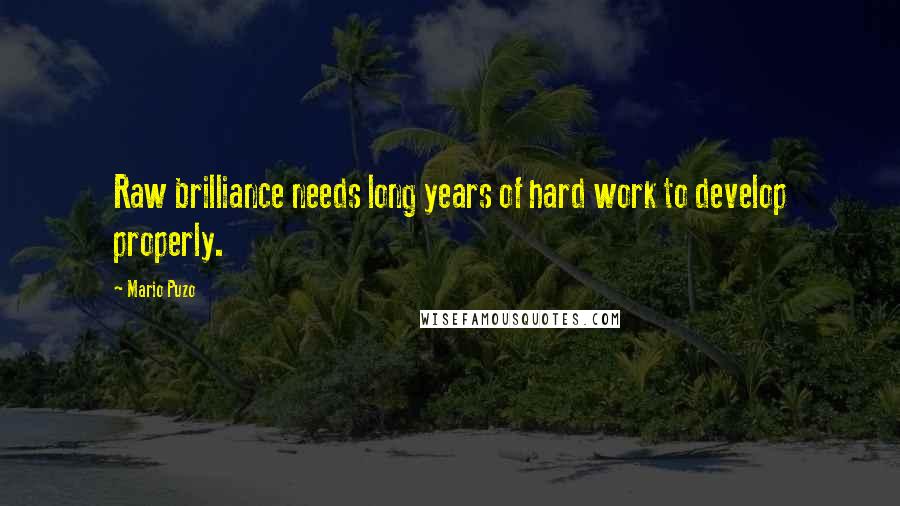 Mario Puzo Quotes: Raw brilliance needs long years of hard work to develop properly.