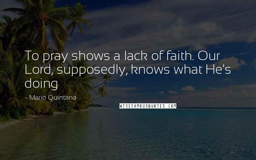 Mario Quintana Quotes: To pray shows a lack of faith. Our Lord, supposedly, knows what He's doing