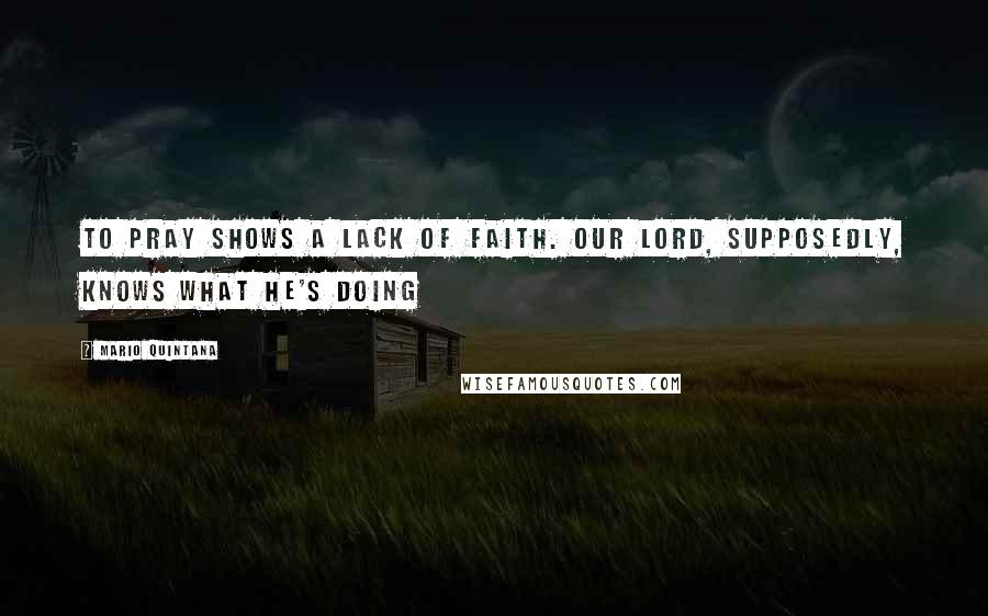 Mario Quintana Quotes: To pray shows a lack of faith. Our Lord, supposedly, knows what He's doing