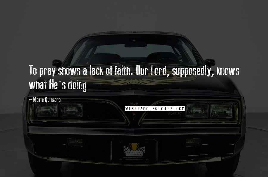 Mario Quintana Quotes: To pray shows a lack of faith. Our Lord, supposedly, knows what He's doing