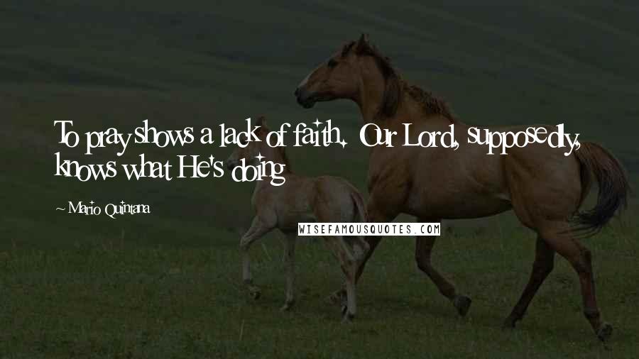 Mario Quintana Quotes: To pray shows a lack of faith. Our Lord, supposedly, knows what He's doing