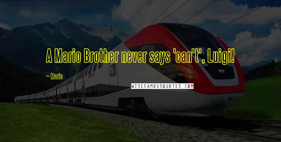 Mario Quotes: A Mario Brother never says 'can't', Luigi!