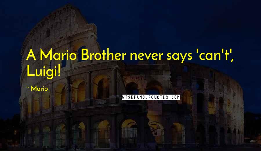 Mario Quotes: A Mario Brother never says 'can't', Luigi!