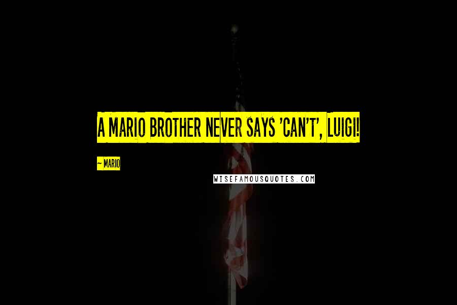 Mario Quotes: A Mario Brother never says 'can't', Luigi!
