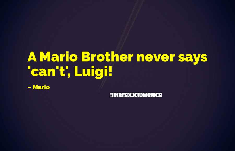 Mario Quotes: A Mario Brother never says 'can't', Luigi!