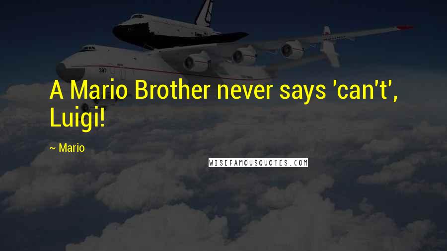 Mario Quotes: A Mario Brother never says 'can't', Luigi!