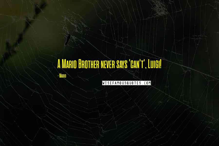 Mario Quotes: A Mario Brother never says 'can't', Luigi!