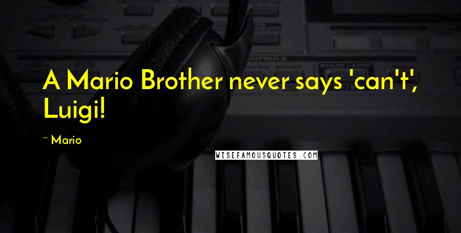 Mario Quotes: A Mario Brother never says 'can't', Luigi!