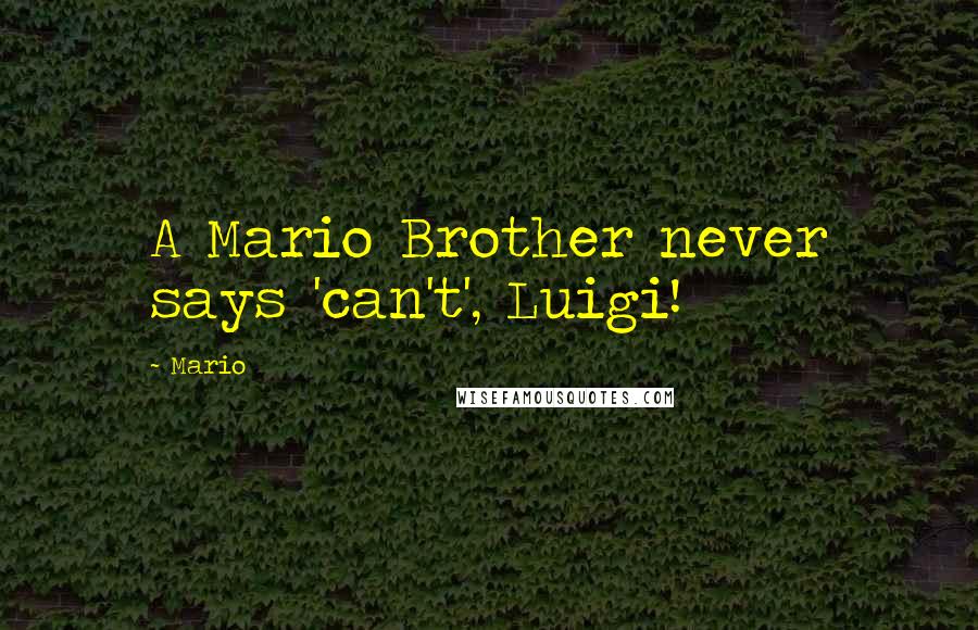 Mario Quotes: A Mario Brother never says 'can't', Luigi!