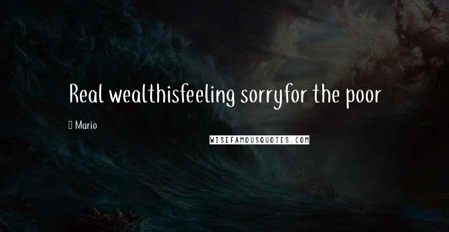 Mario Quotes: Real wealthisfeeling sorryfor the poor