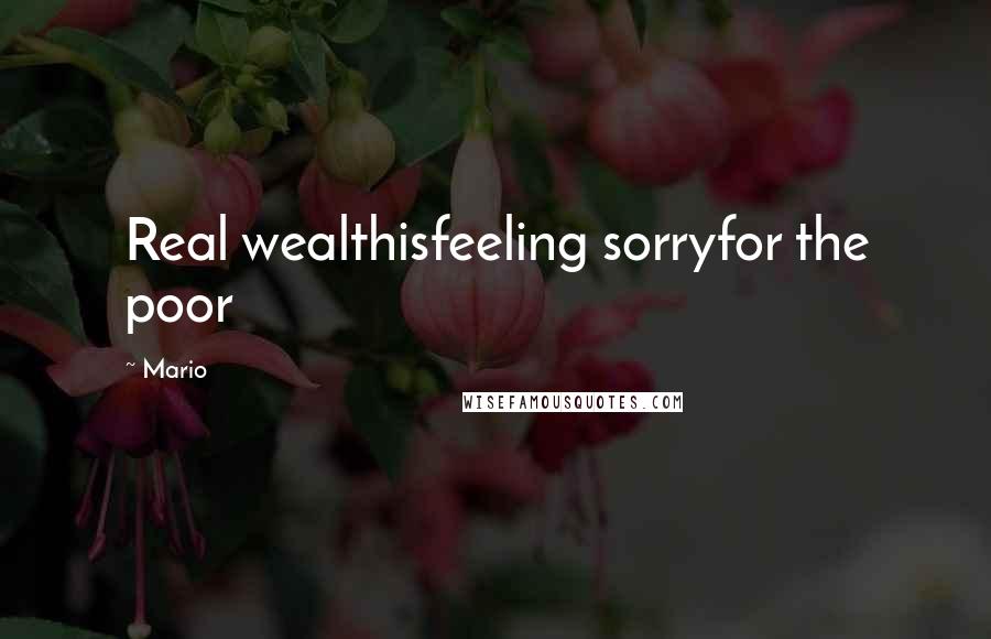 Mario Quotes: Real wealthisfeeling sorryfor the poor