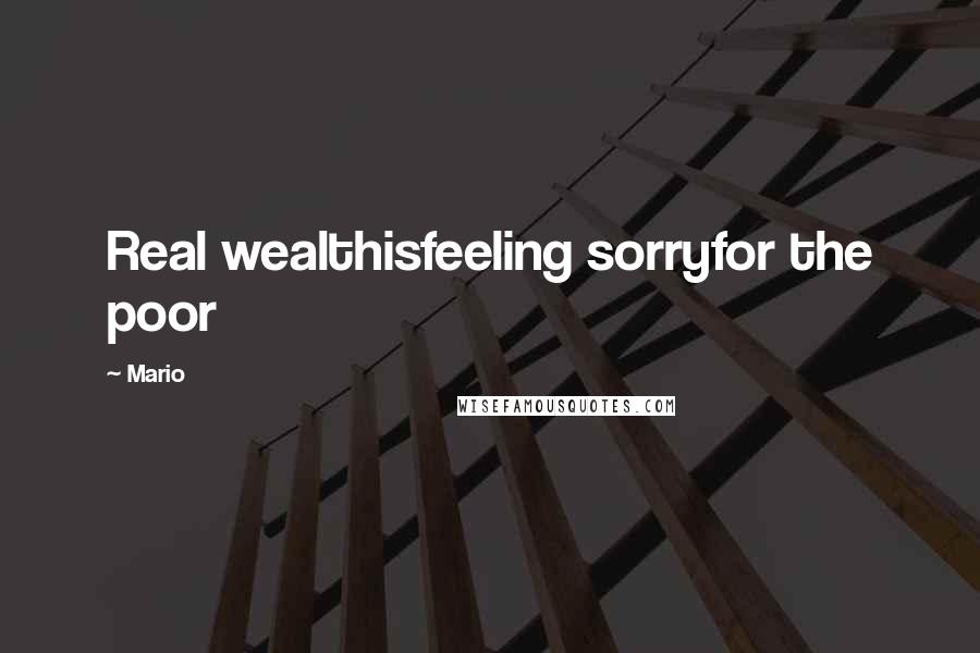 Mario Quotes: Real wealthisfeeling sorryfor the poor